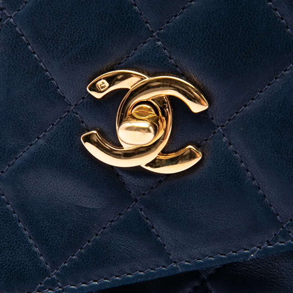 Chanel CC Quilted Lambskin Tassel Camera Bag Blue Leather Very good - Box View