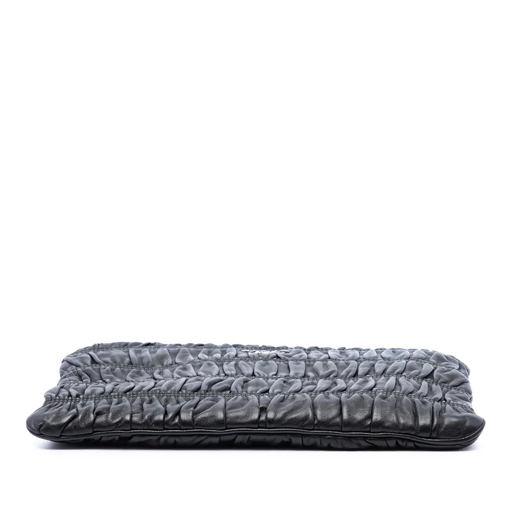 Prada Nappa Gaufre Clutch Black Leather Good - Inside View