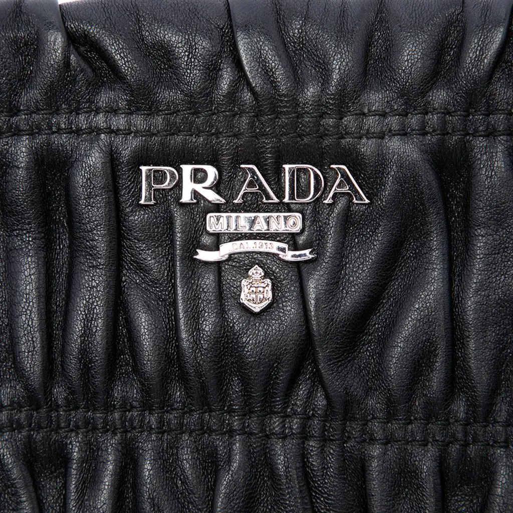 Prada Nappa Gaufre Clutch Black Leather Good - Box View