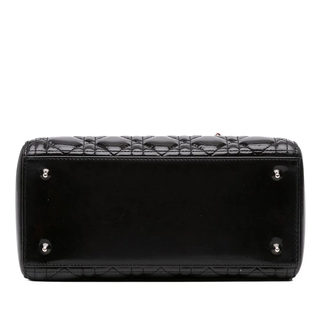 Dior Medium Patent Cannage Lady Dior Black Leather Good - Inside View