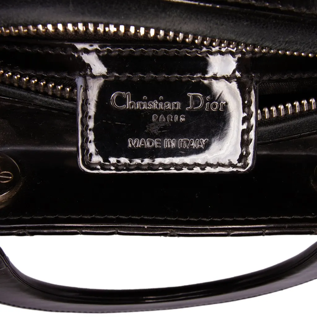 Dior Medium Patent Cannage Lady Dior Black Leather Good - Box View