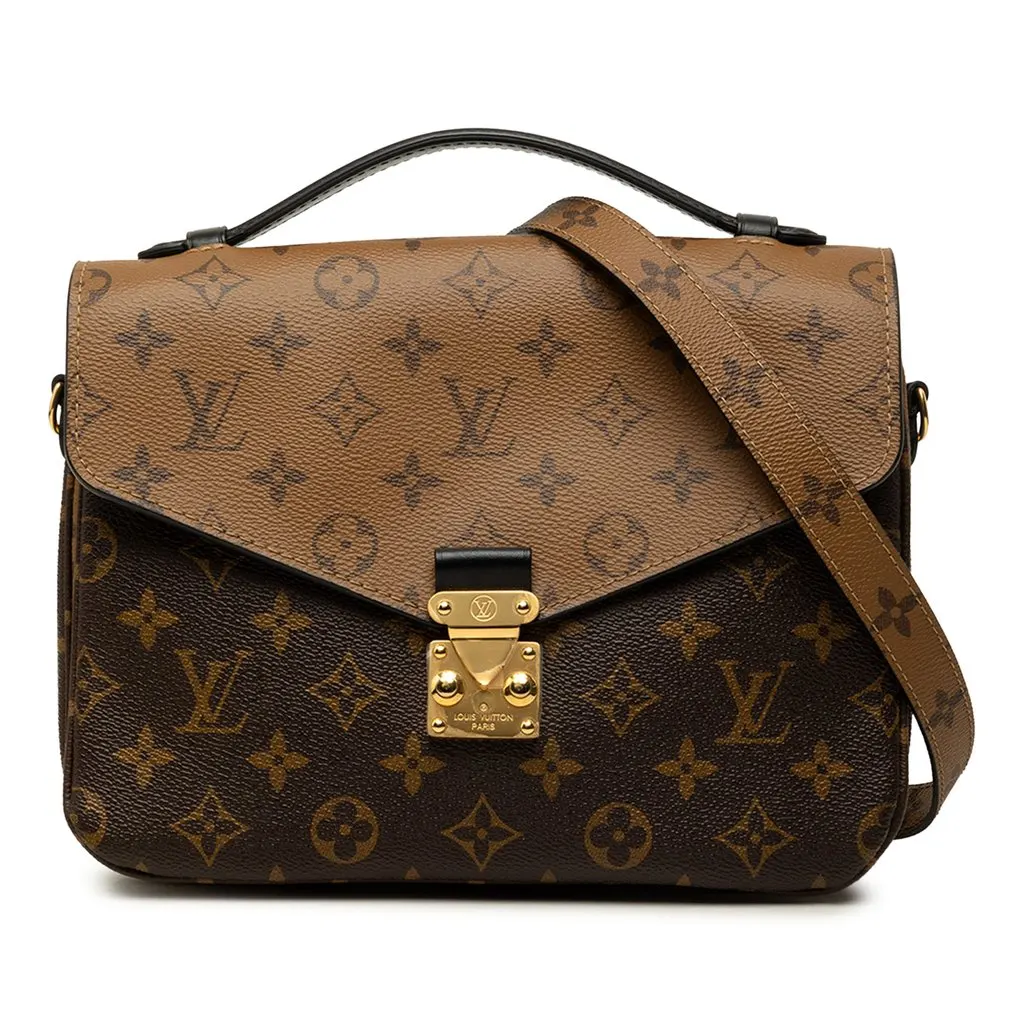 Louis Vuitton Monogram Reverse Pochette Metis Brown Canvas Good - Front View