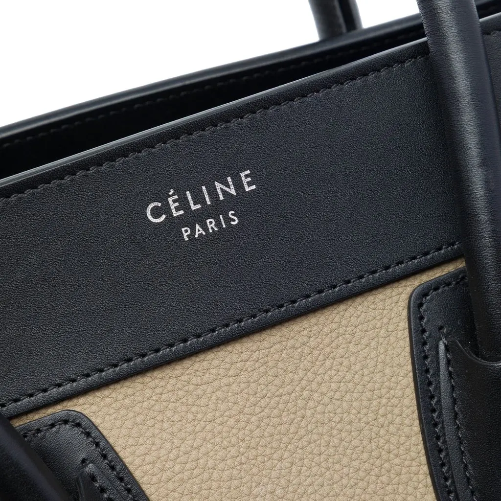 Celine Micro Tricolor Leather Luggage Tote Brown Leather Good - Box View