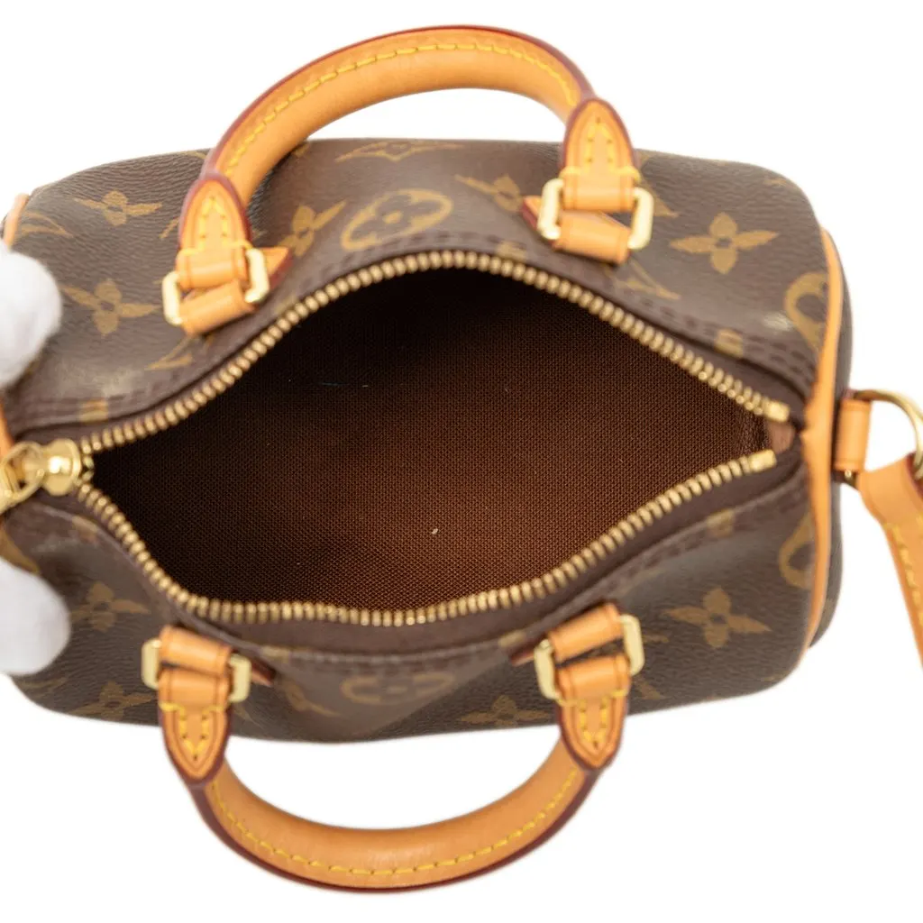 Louis Vuitton Monogram Nano Speedy Bandouliere Brown Very good - Model View