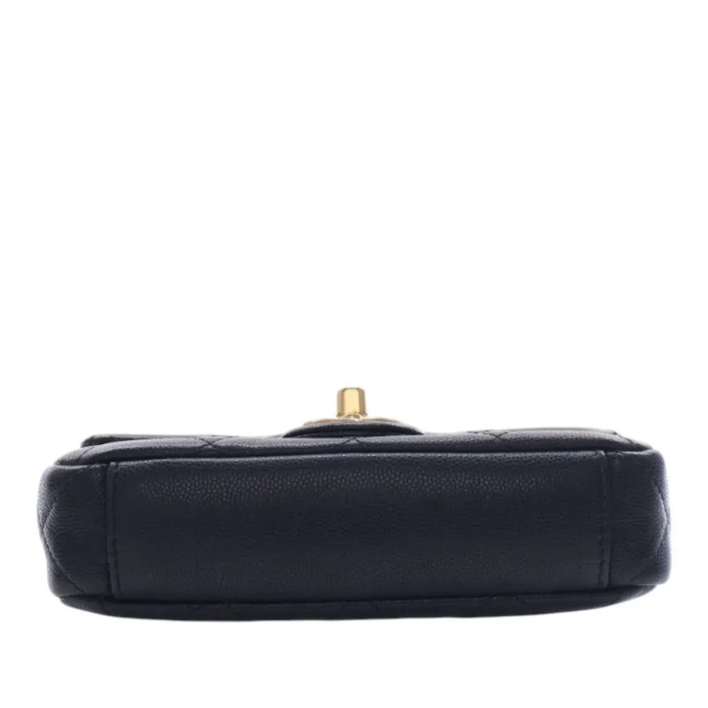 Chanel CC Mini Square Quilted Caviar Single Flap Black Leather Very good - Box View