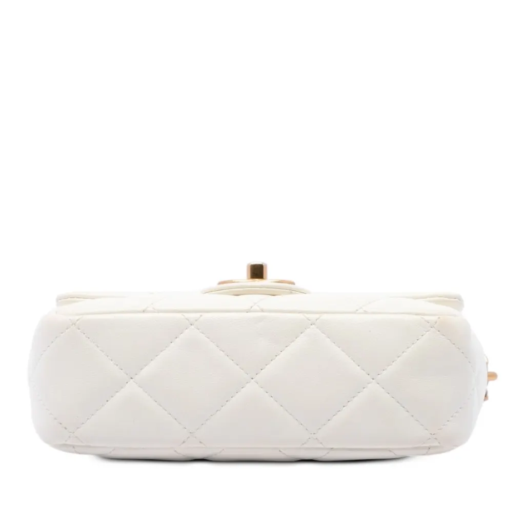Chanel Mini Quilted Lambskin Pearl My Perfect Single Flap White Leather Very good - Inside View