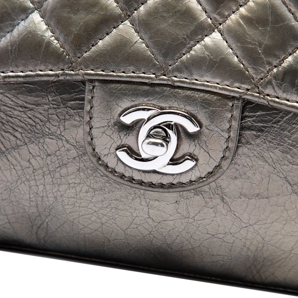 Chanel Medium Metallic Crackled Calfskin Clams Pocket Flap MultiColor Leather Very good - Box View