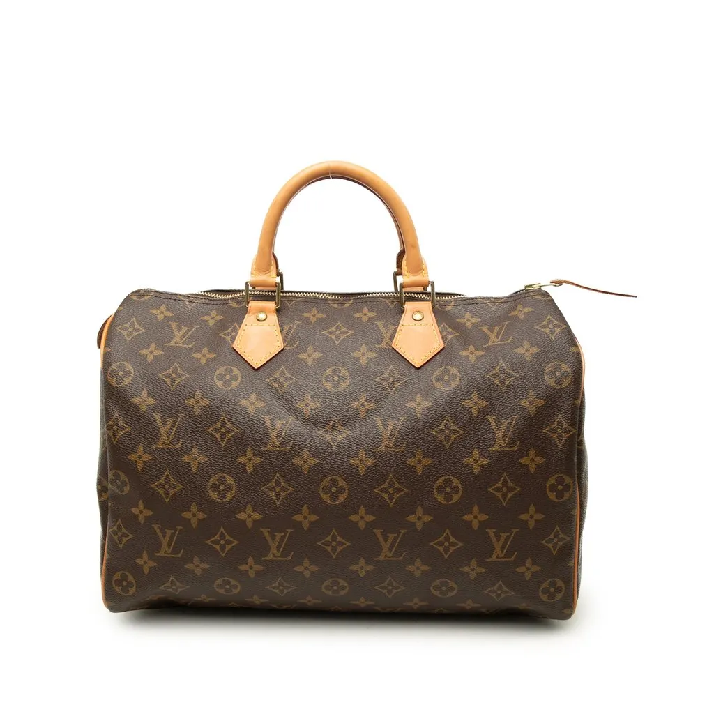 Louis Vuitton Monogram Speedy 35 Brown Canvas Good - Front View