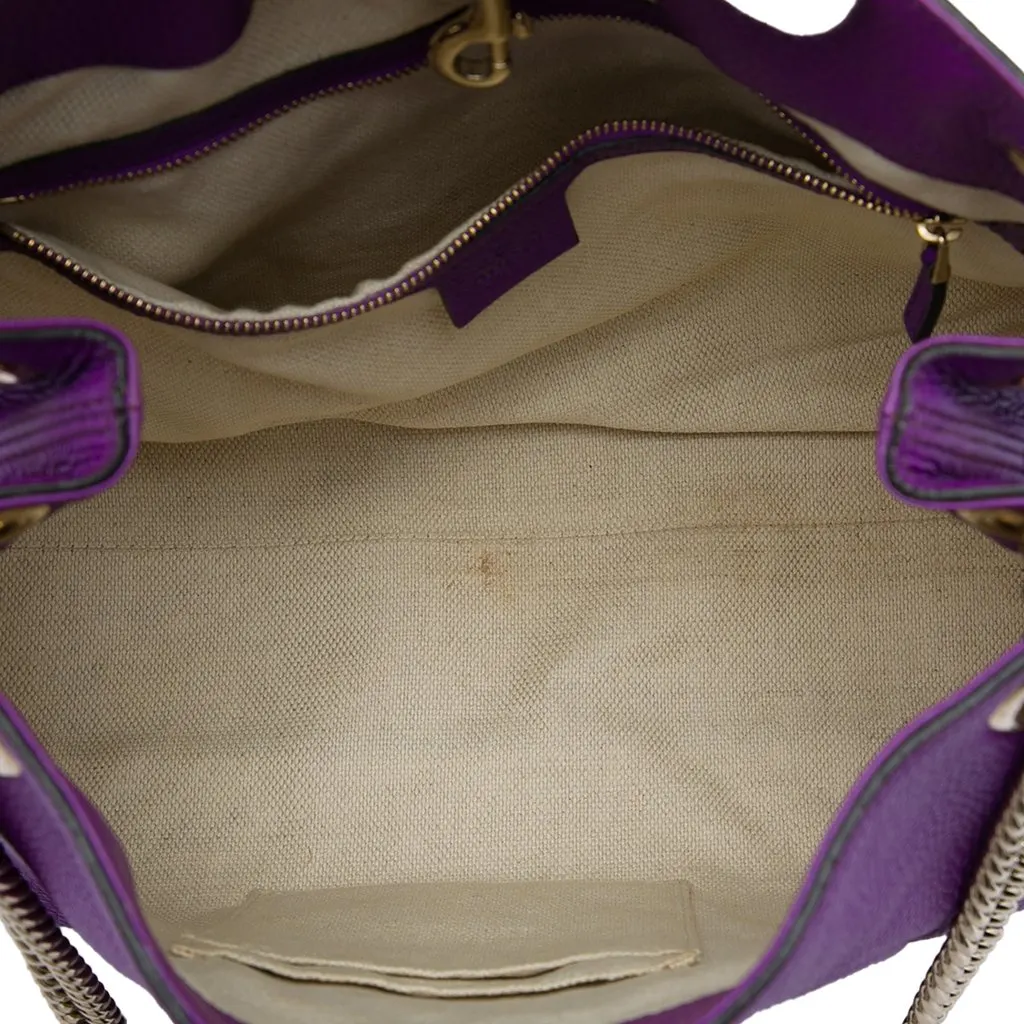 Gucci Medium Calfskin Soho Chain Tote Purple Leather Good - Model View
