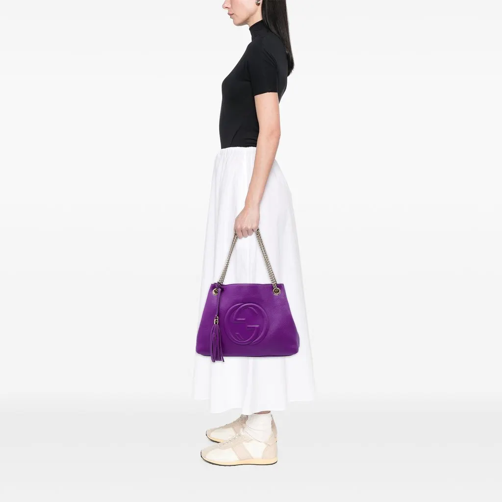 Gucci Medium Calfskin Soho Chain Tote Purple Leather Good - Box View