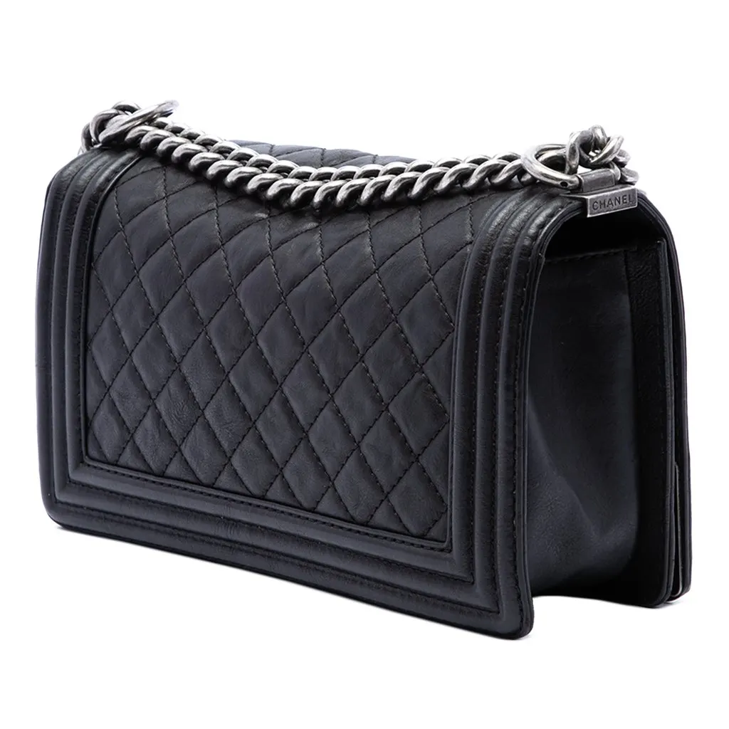Chanel Paris Dallas Medium Quilted Calfskin Cowboy Boy Flap Black Leather Very good - Back View
