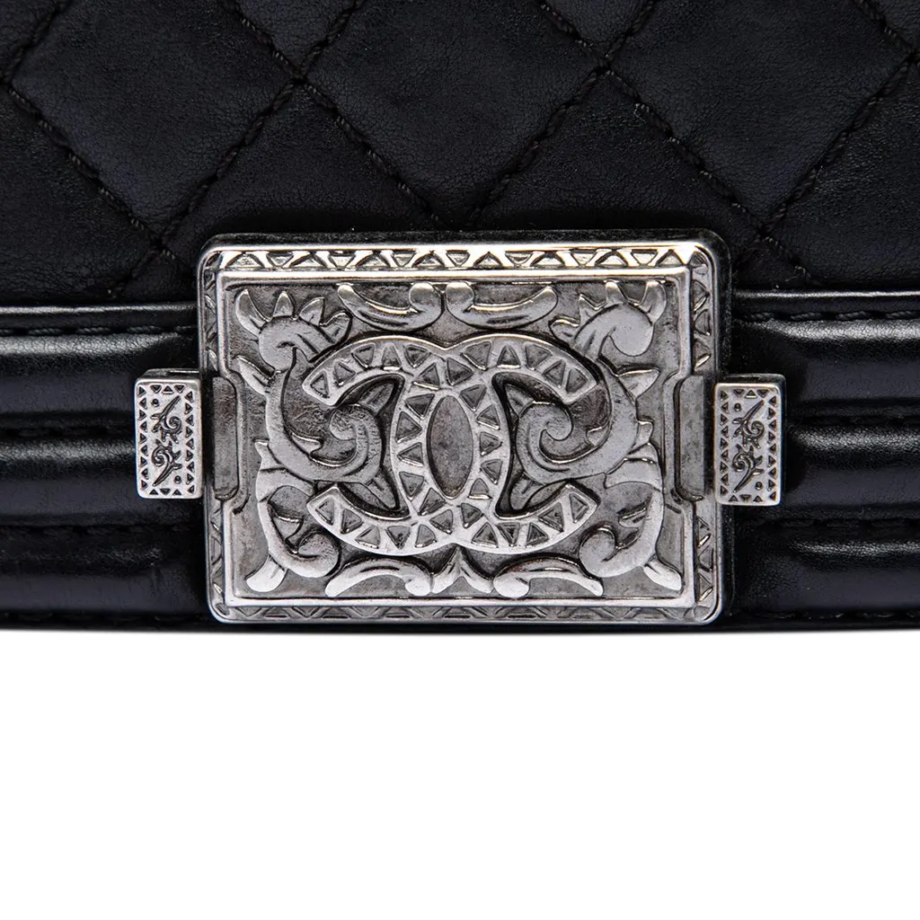 Chanel Paris Dallas Medium Quilted Calfskin Cowboy Boy Flap Black Leather Very good - Box View
