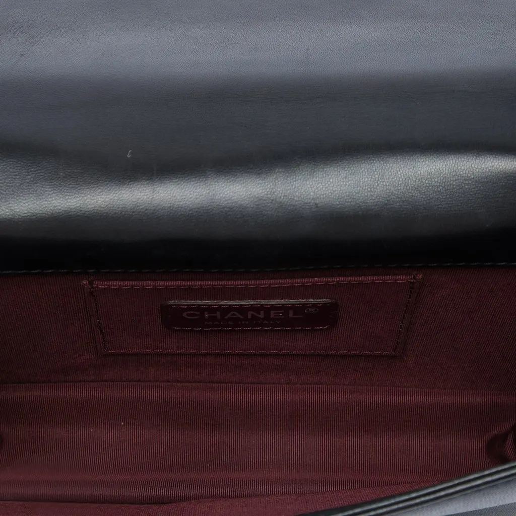 Chanel Lambskin and Acrylic Boy Brick Horizontal Flap Black Leather Very good - Model View
