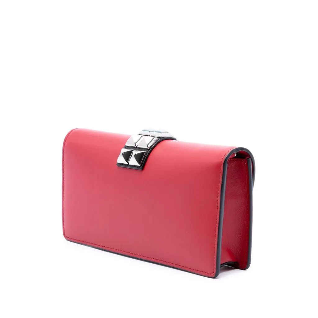 Prada City Calfskin Studded Elektra Clutch with Chain Red Leather Very good - Back View