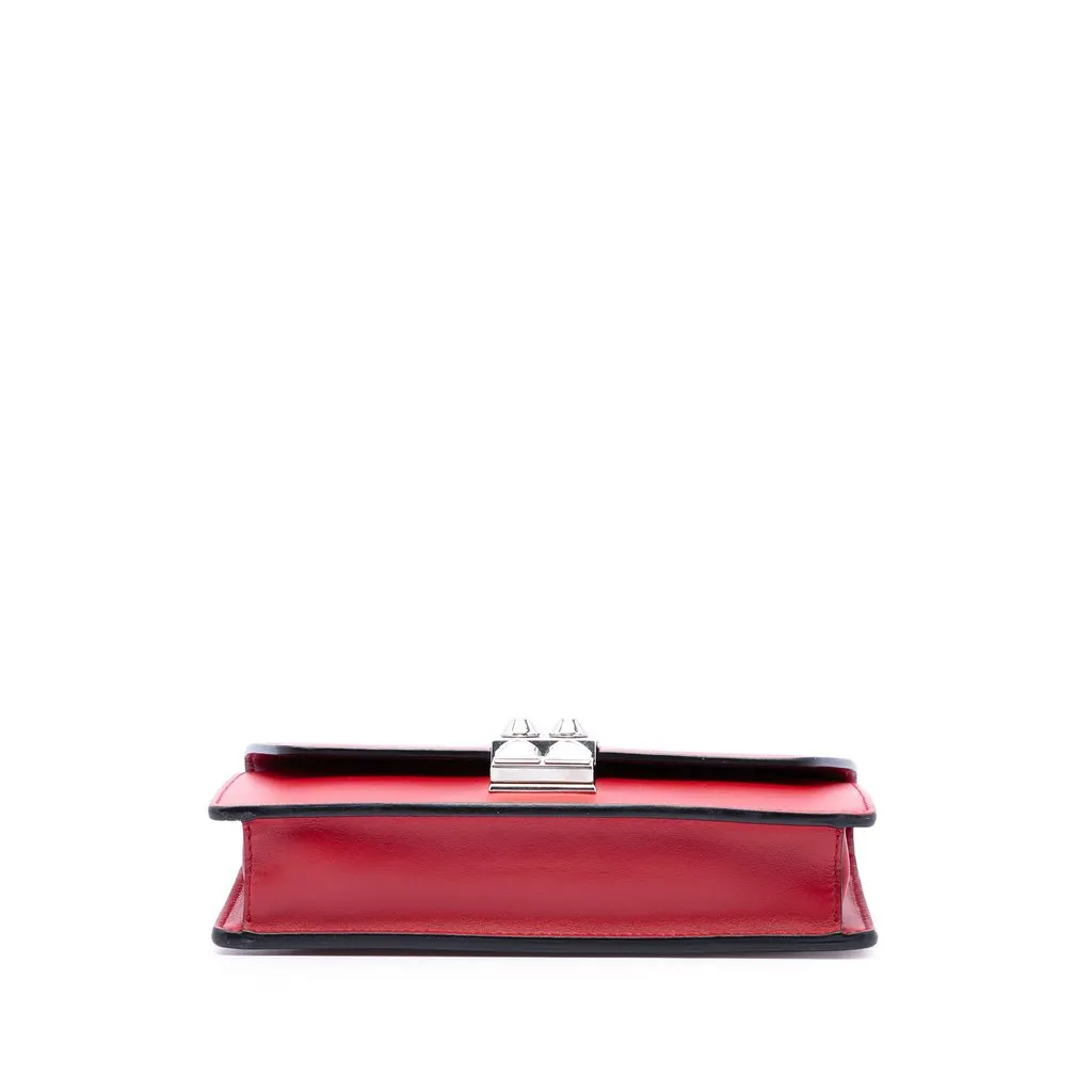 Prada City Calfskin Studded Elektra Clutch with Chain Red Leather Very good - Inside View