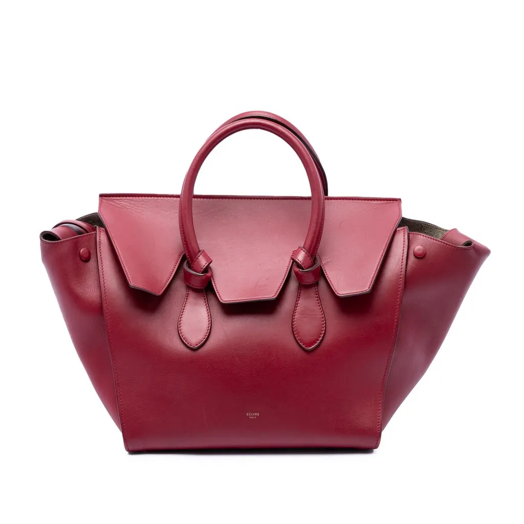 Celine Small Leather Tie Tote Red Leather Very good - Front View