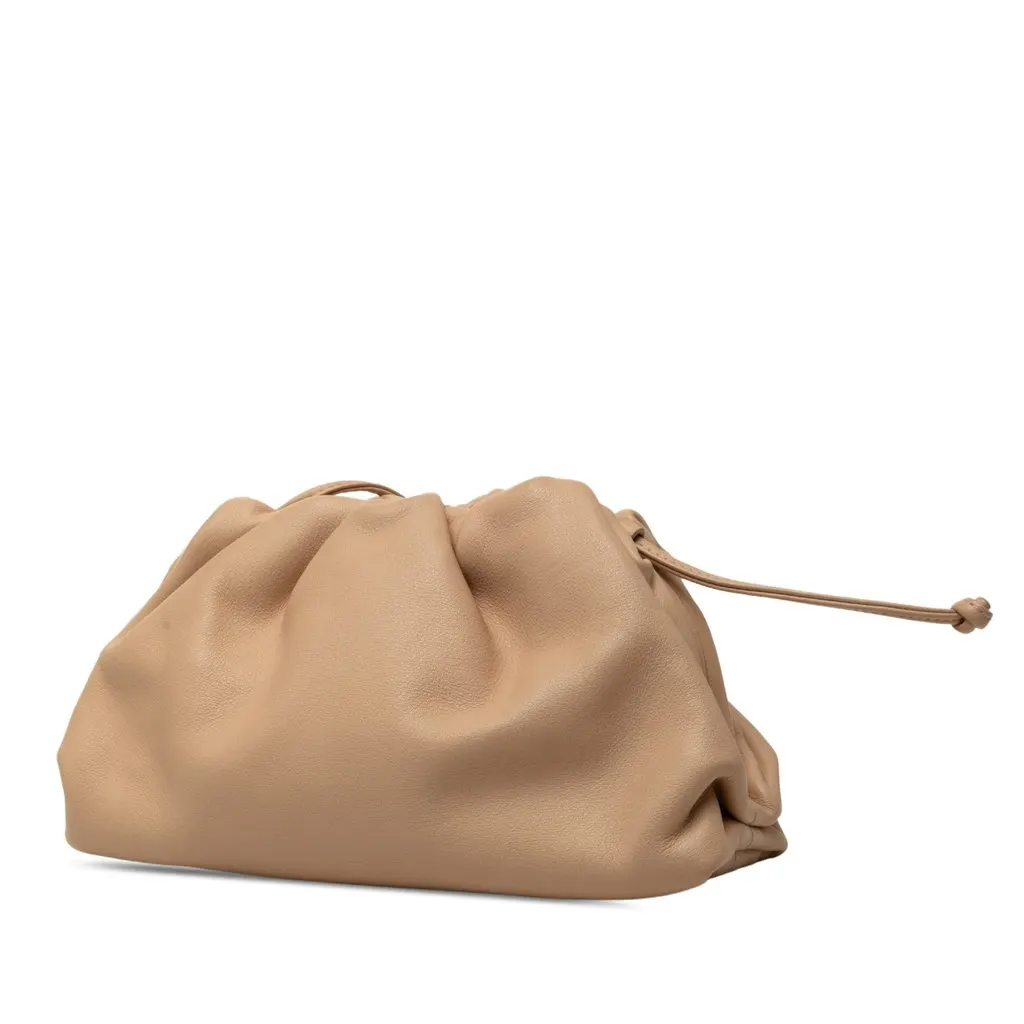 Bottega Veneta Lambskin The Mini Pouch Crossbody Brown Leather Very good - Back View