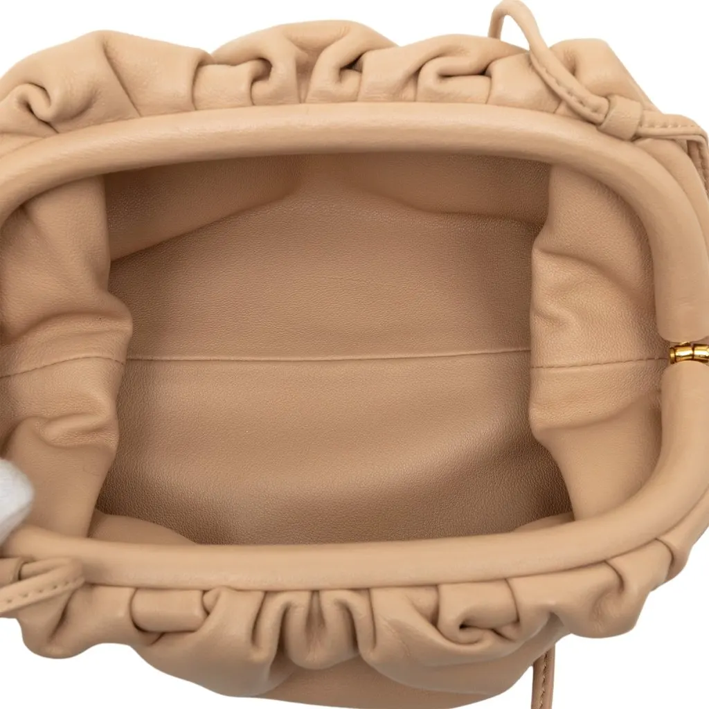 Bottega Veneta Lambskin The Mini Pouch Crossbody Brown Leather Very good - Model View