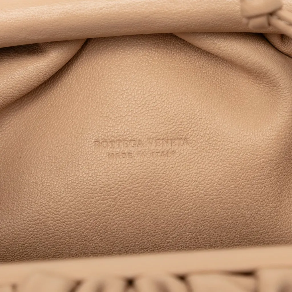 Bottega Veneta Lambskin The Mini Pouch Crossbody Brown Leather Very good - Box View