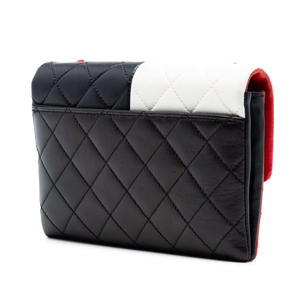 Chanel Quilted Lambskin Colorblock Pagoda Flap Black Leather Very good - Back View