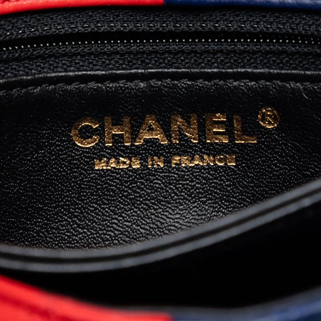 Chanel Quilted Lambskin Colorblock Pagoda Flap Black Leather Very good - Box View