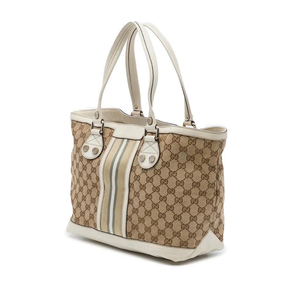 Gucci Small GG Canvas Web Libeccio Sunset Tote Beige Very good - Back View