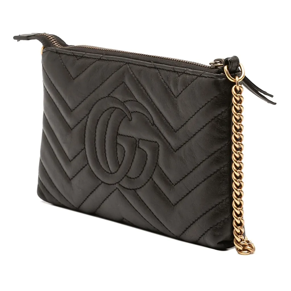 Gucci Mini GG Marmont Matelasse Leather Wallet On Chain Black Leather Very good - Back View