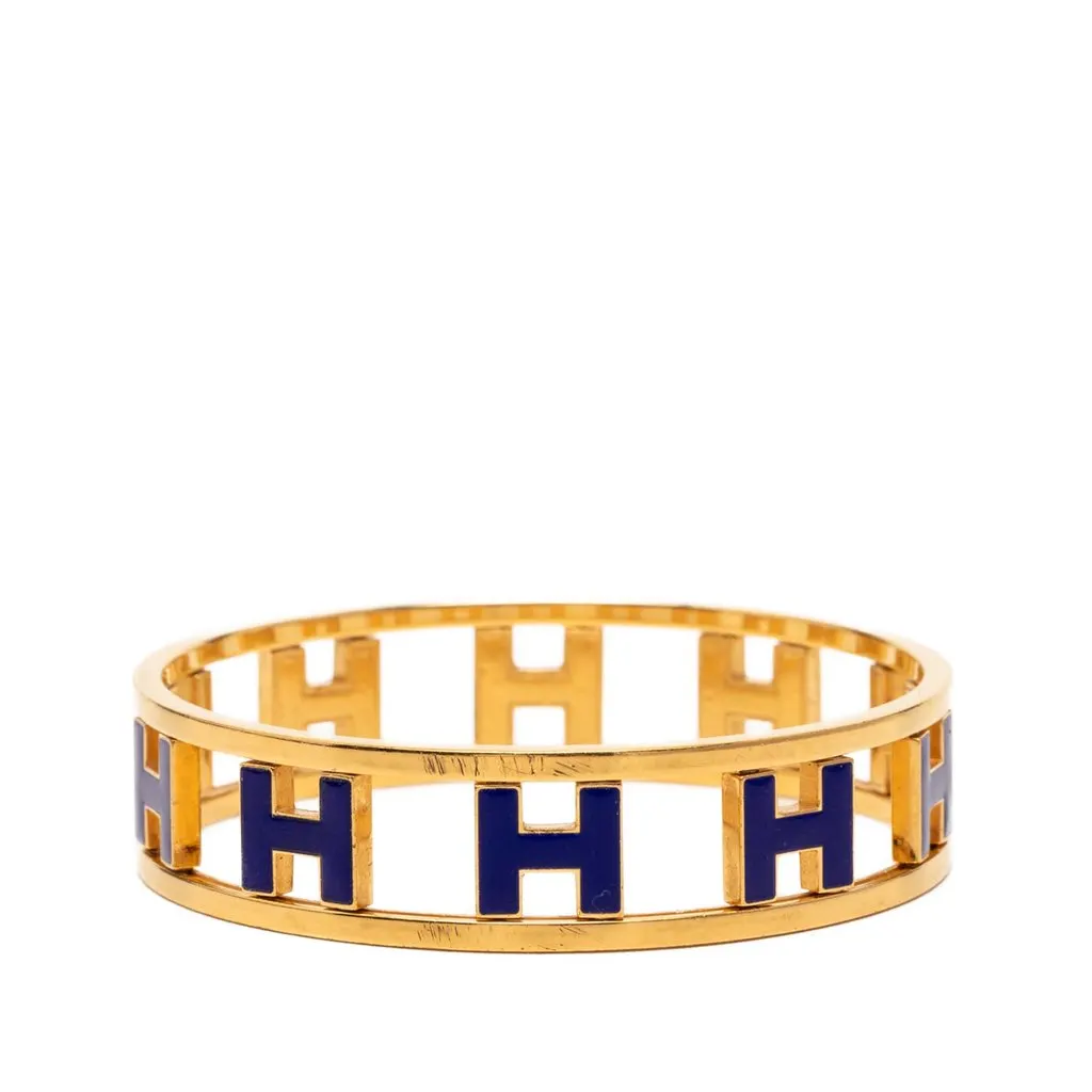 Hermès Gold Plated Enamel Rondo Ash H Bangle Gold Metal Very good - Front View