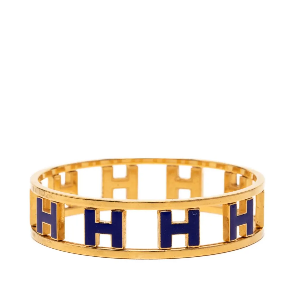 Hermès Gold Plated Enamel Rondo Ash H Bangle Gold Metal Very good - Back View