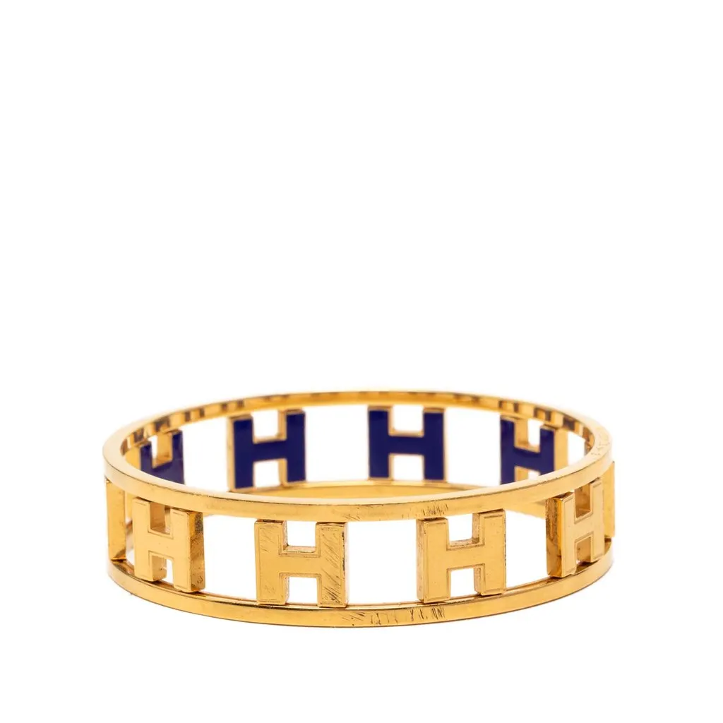 Hermès Gold Plated Enamel Rondo Ash H Bangle Gold Metal Very good - Box View