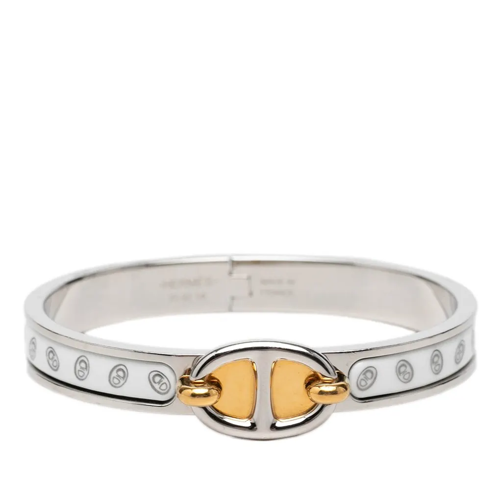 Hermès Narrow Chaine d Ancre Maillon Enamel Clic Bracelet PM White Very good - Front View
