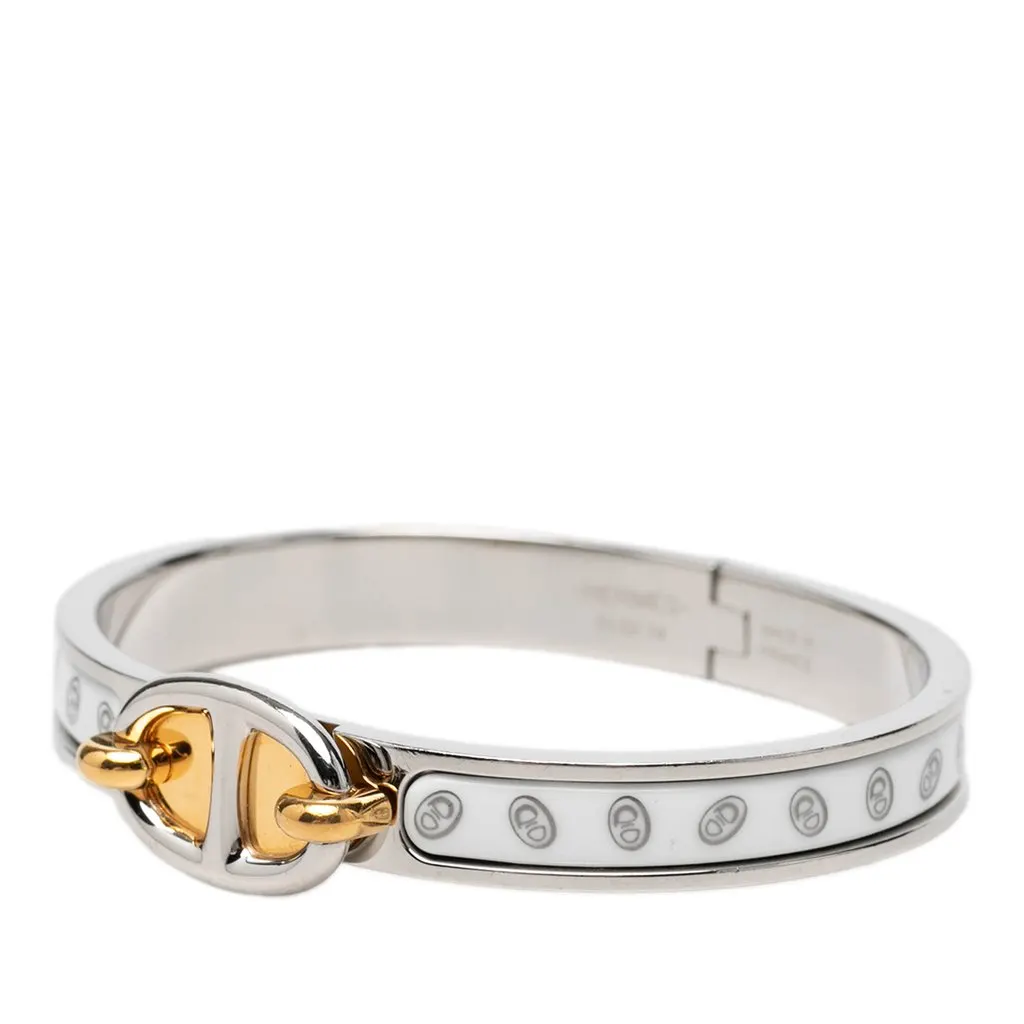 Hermès Narrow Chaine d Ancre Maillon Enamel Clic Bracelet PM White Very good - Back View