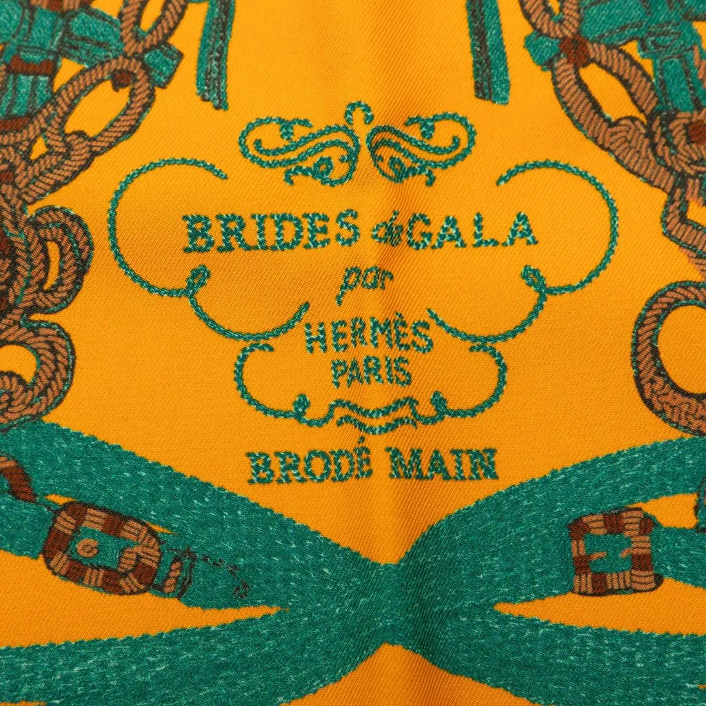 Hermès Brides De Gala Brode Main Silk Pocket Scarf 45 Brown Very good - Back View