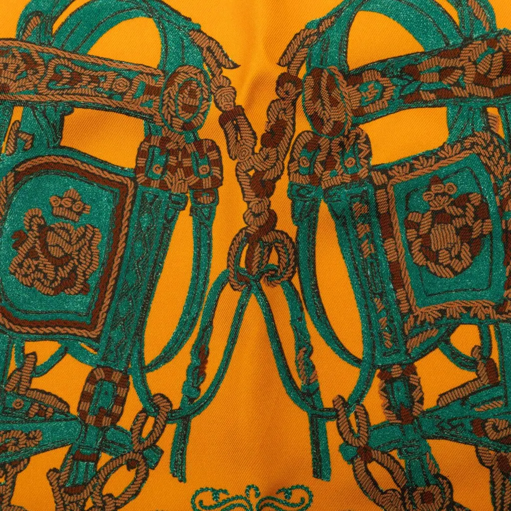 Hermès Brides De Gala Brode Main Silk Pocket Scarf 45 Brown Very good - Inside View