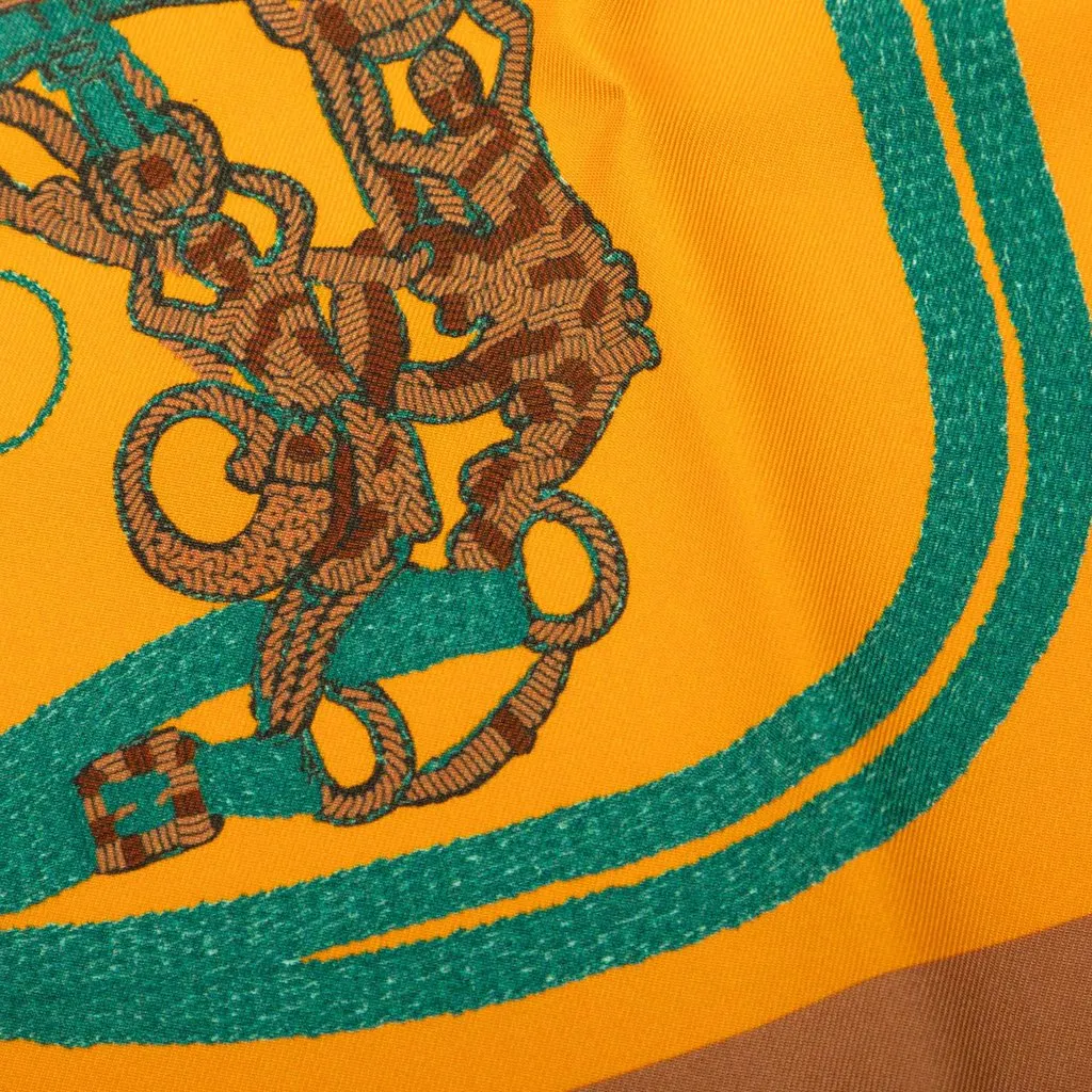 Hermès Brides De Gala Brode Main Silk Pocket Scarf 45 Brown Very good - Model View