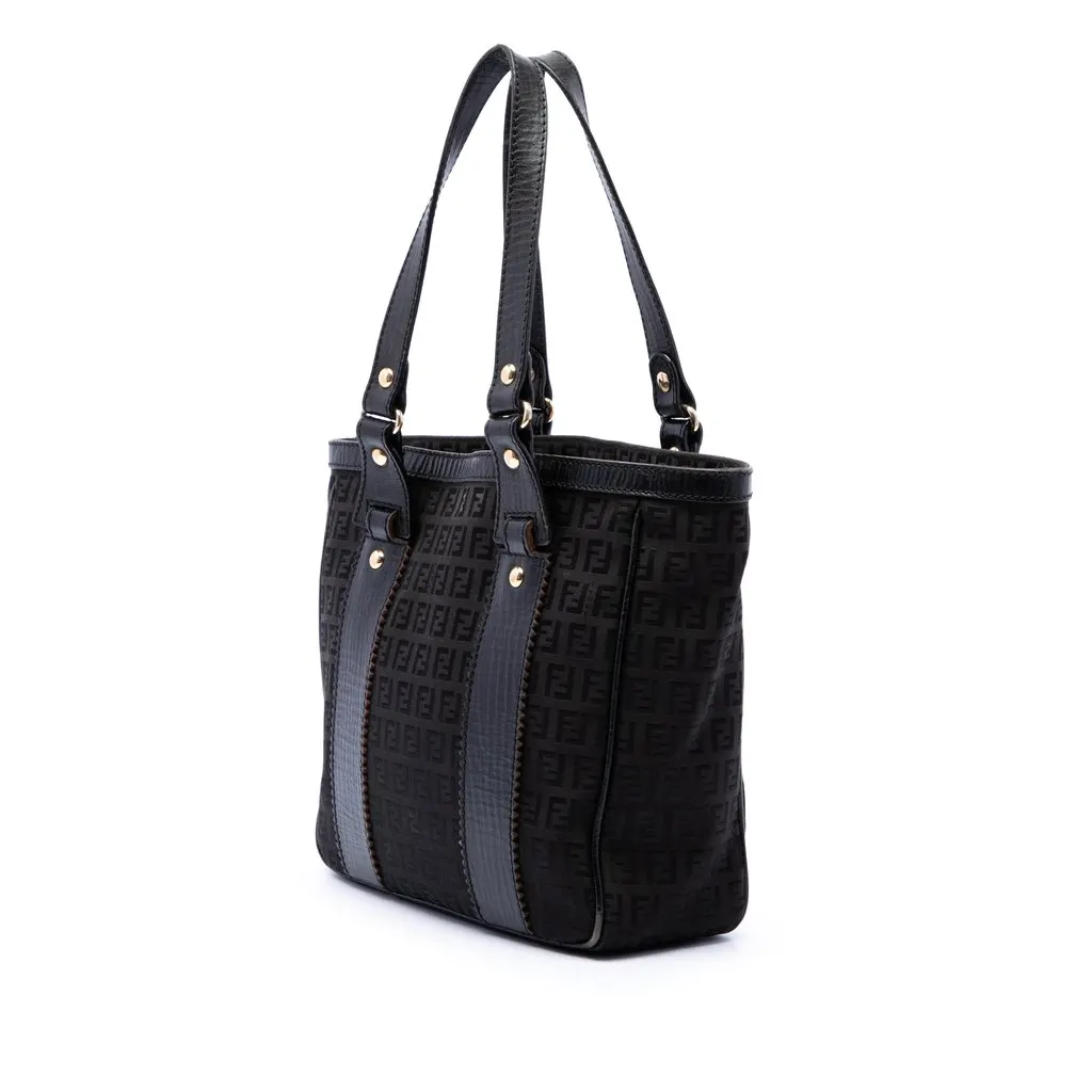 Fendi Zucchino Canvas Tote Black Canvas Good - Back View