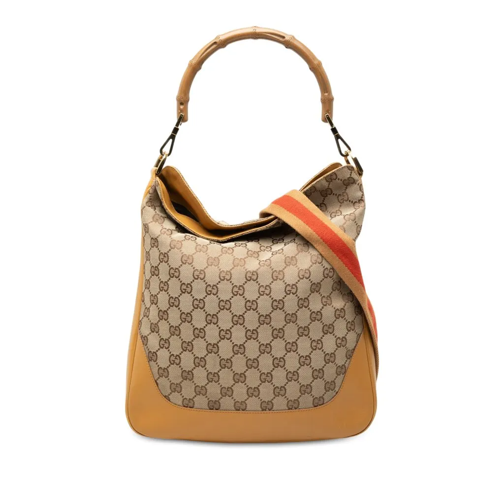 Gucci GG Canvas Bamboo Web Satchel Beige Medium | Pre-Owned