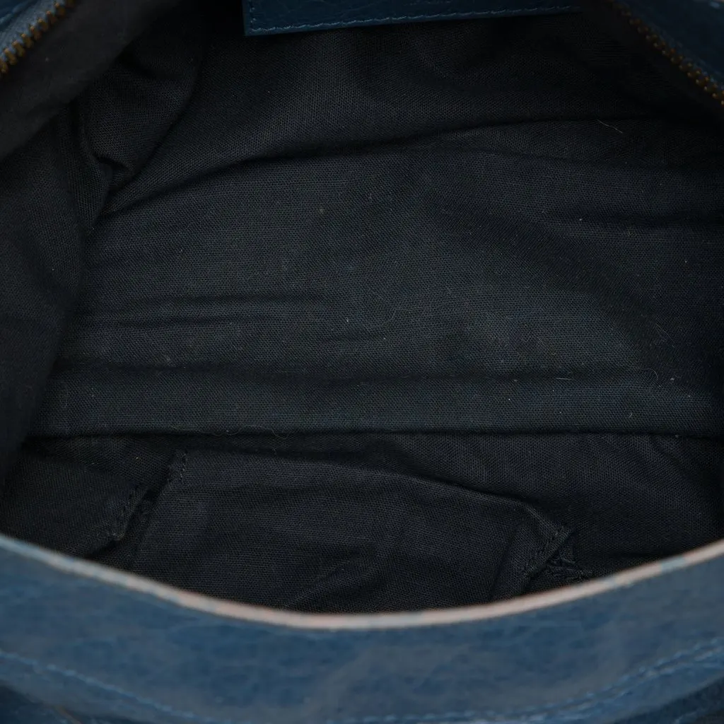 Balenciaga Lambskin Motocross Classic Town Satchel Blue Leather Good - Model View