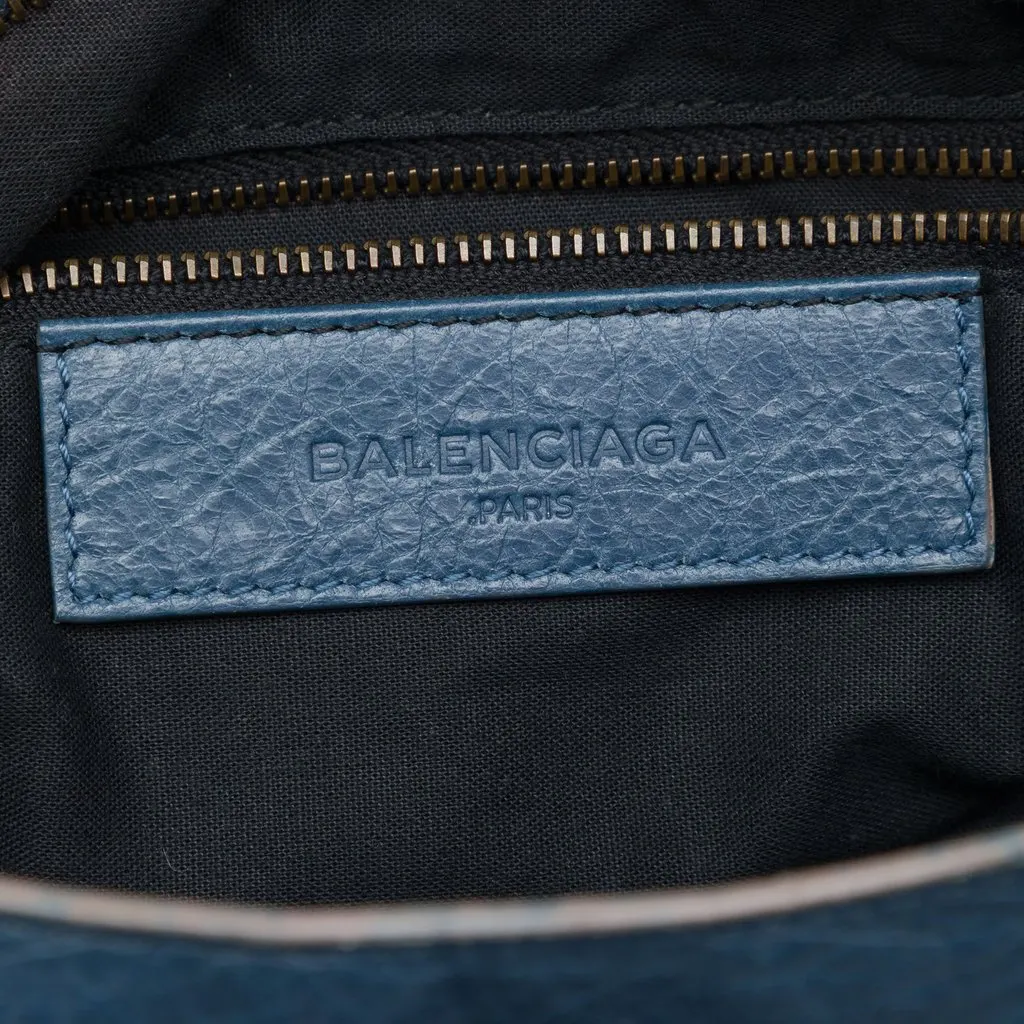 Balenciaga Lambskin Motocross Classic Town Satchel Blue Leather Good - Box View