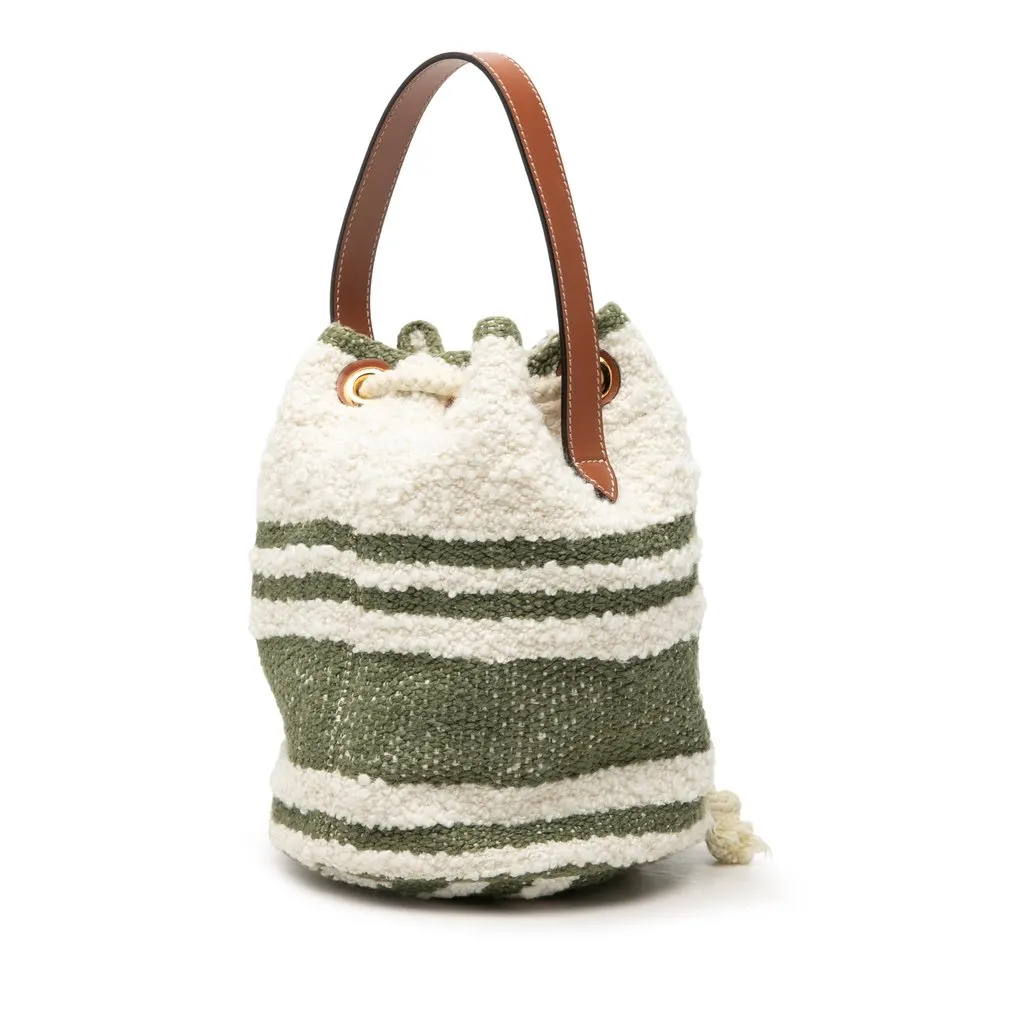 Celine Teen Plein Soleil Canvas Drawstring Bucket Bag White Very good - Back View