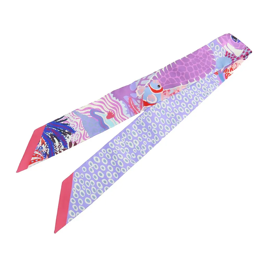 Hermès Under the Waves Twilly Silk Scarf Purple Very good - Front View