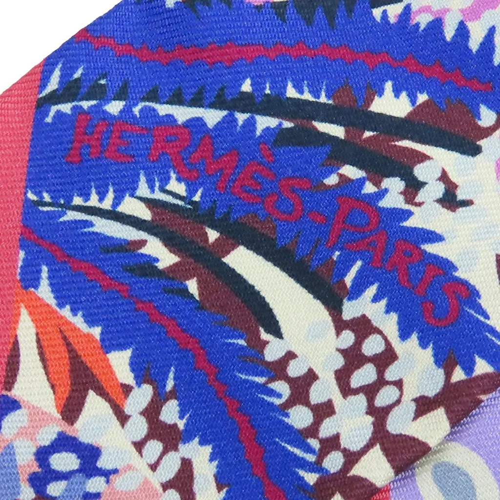 Hermès Under the Waves Twilly Silk Scarf Purple Very good - Model View