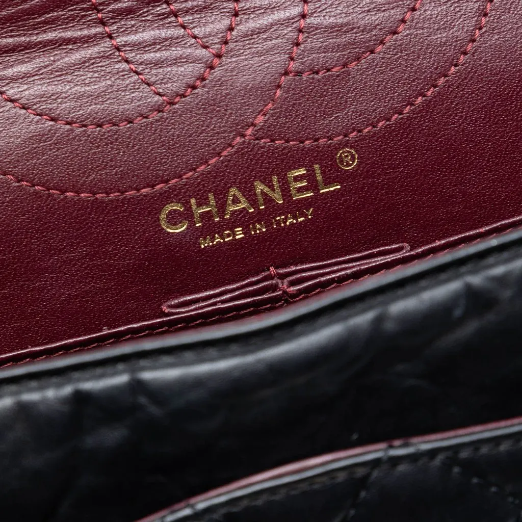 Chanel Quilted Aged Calfskin Reissue 2.55 Double Flap 226 Black Leather Very good - Box View
