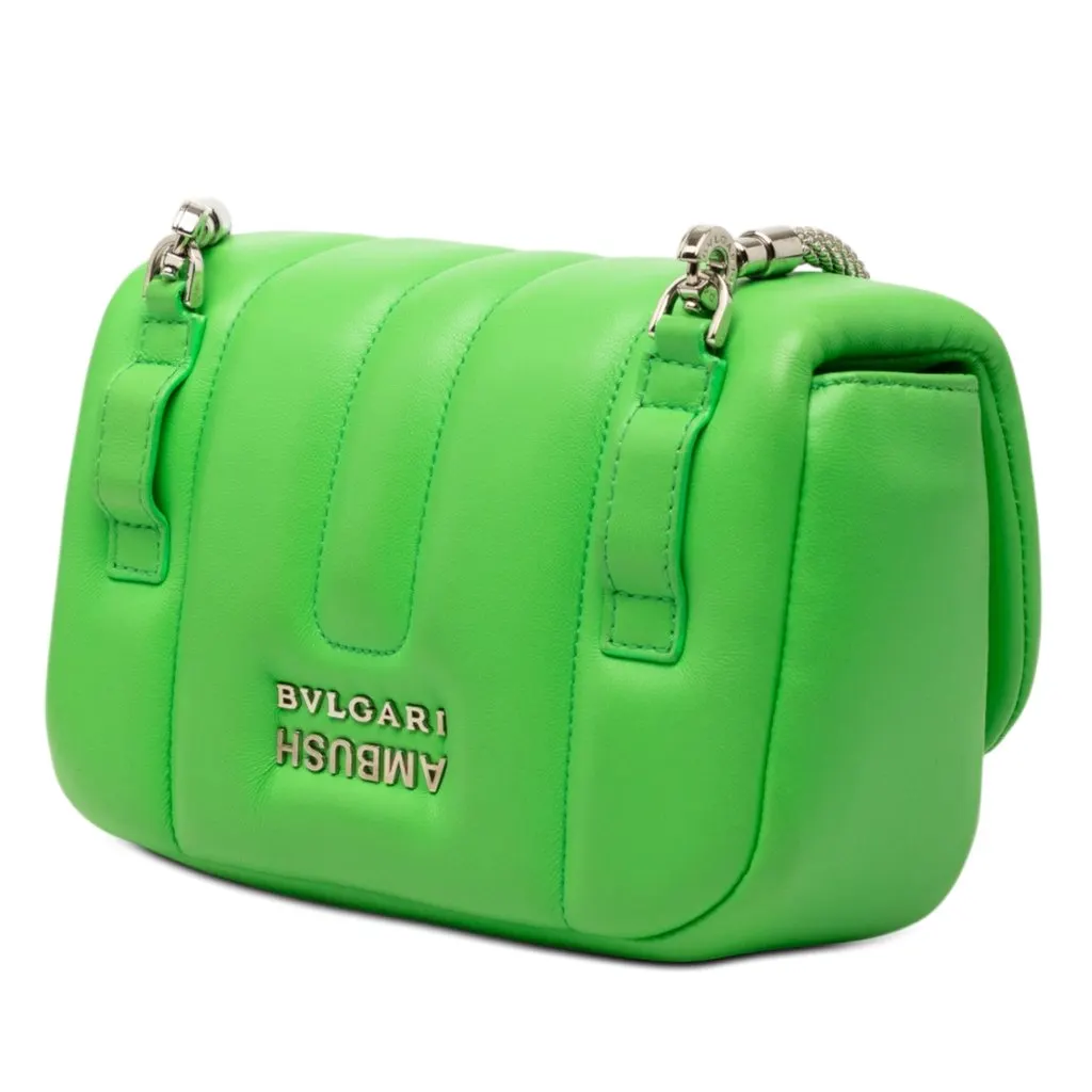 Bvlgari Ambush Nappa Serpenti Convertible Belt Bag Green Leather Very good - Back View
