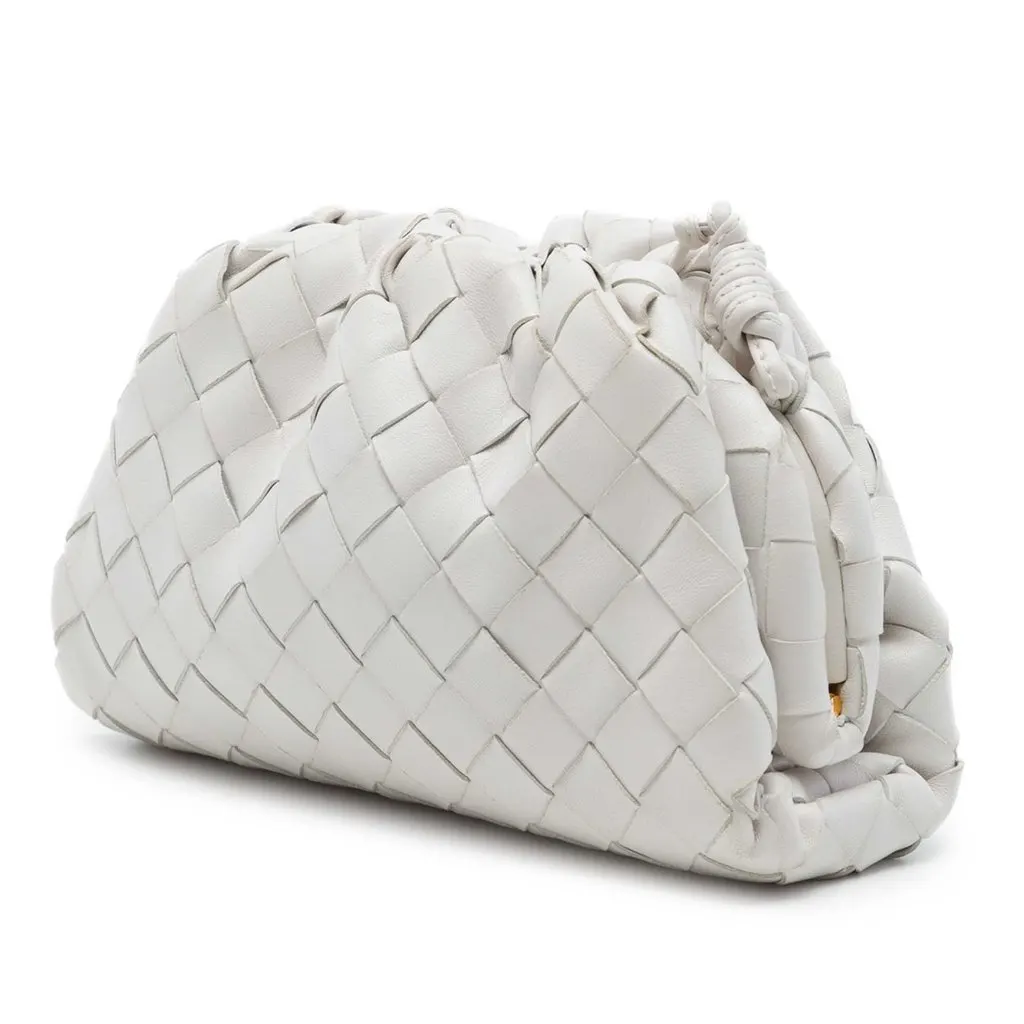 Bottega Veneta Nappa Intrecciato The Mini Pouch Crossbody White Leather Very good - Back View