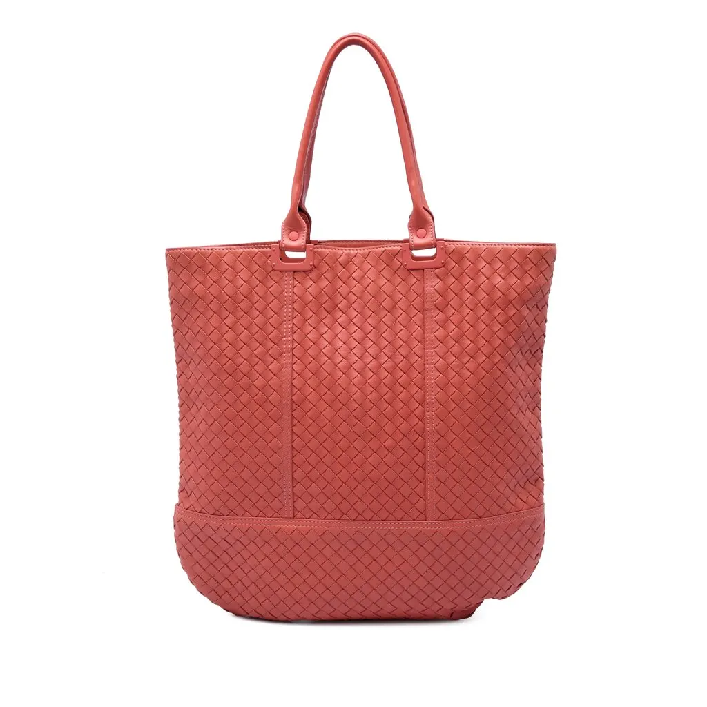 Bottega Veneta Nappa Intrecciato Tote Orange Leather Good - Front View