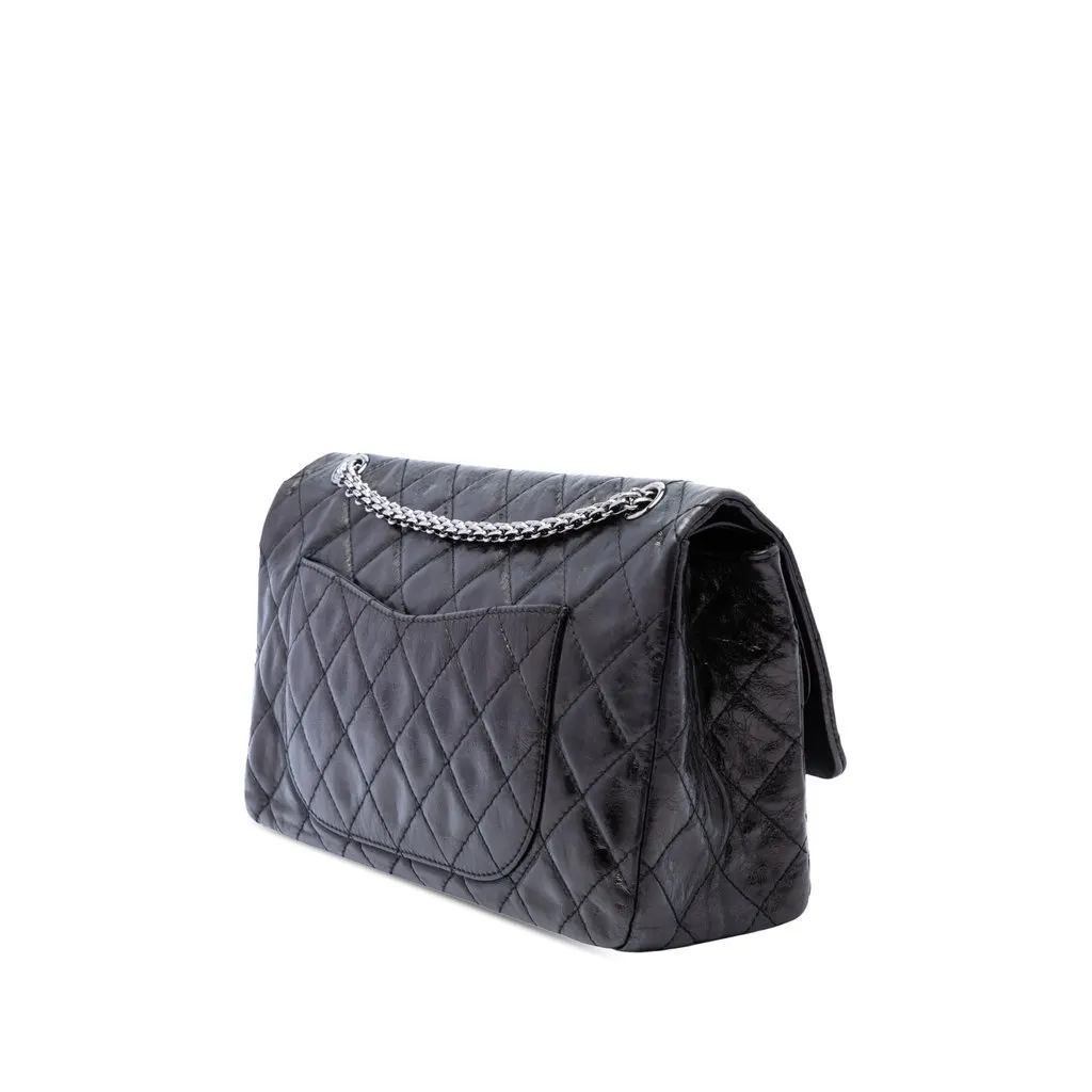 Chanel Quilted Aged Calfskin Reissue 2.55 Double Flap 227 Black Leather Very good - Back View