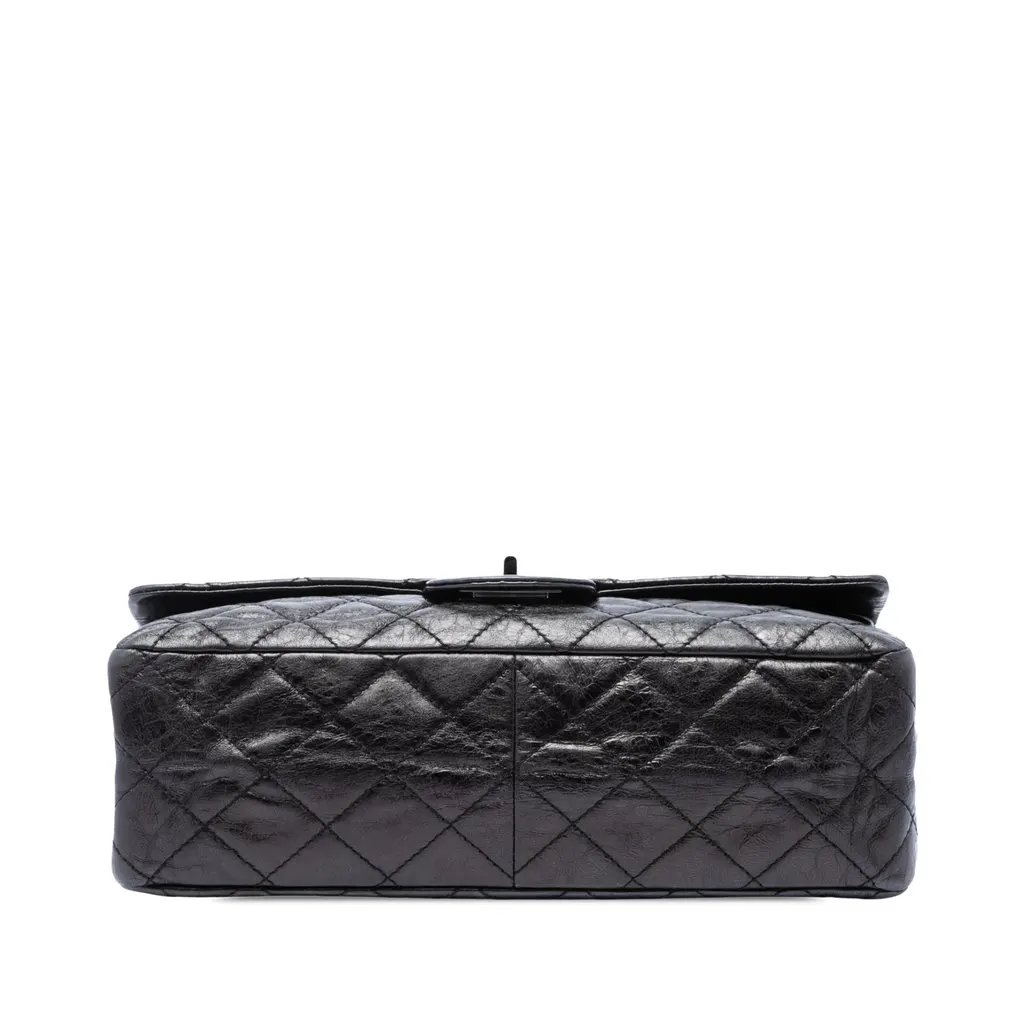 Chanel Quilted Aged Calfskin Reissue 2.55 Double Flap 227 Black Leather Very good - Inside View