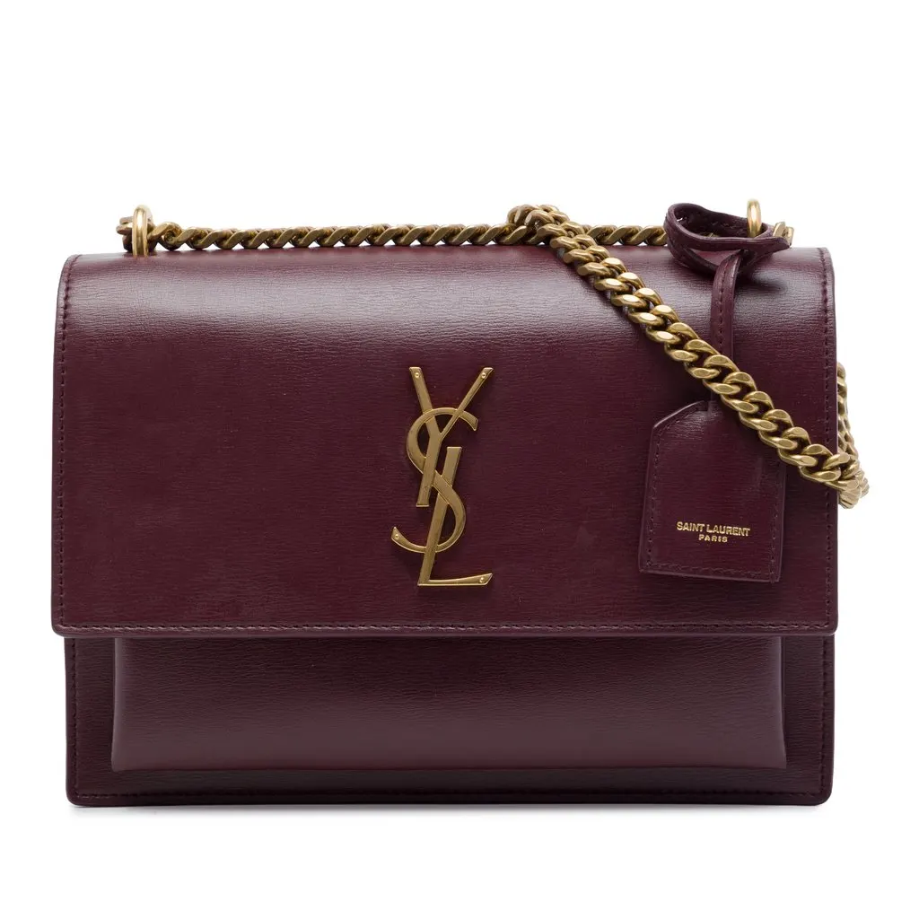 Saint Laurent Medium Calfskin Monogram Sunset Crossbody Red Leather Good - Front View