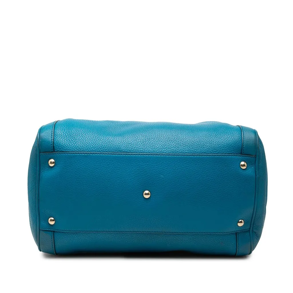Gucci Medium Pebbled Calfskin Soho Boston Bag Blue Leather Very good - Inside View